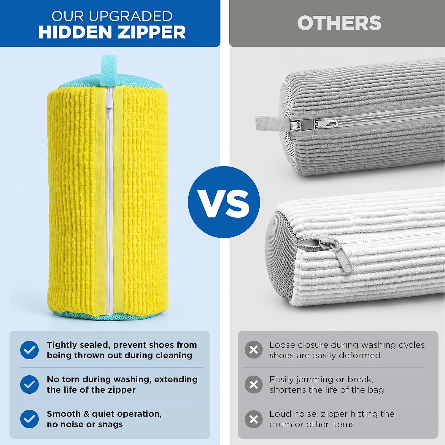 Shoe Washing Machine Bag – 2 Pcs Reusable Laundry Shoe Bag, 360° Deep Cleaning Sneaker Washing Bag, Durable Mesh Net with Zipper Protection, Fits All Shoe Types & Sizes (2 PCS Yellow) - Image 4