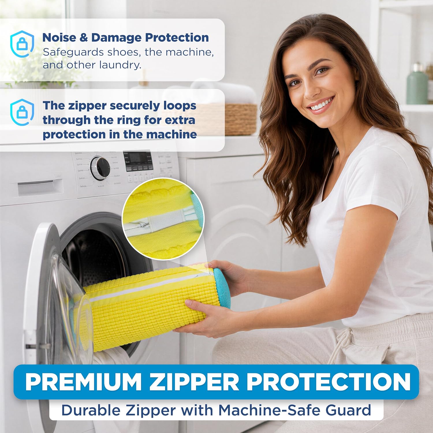 Shoe Washing Machine Bag – 2 Pcs Reusable Laundry Shoe Bag, 360° Deep Cleaning Sneaker Washing Bag, Durable Mesh Net with Zipper Protection, Fits All Shoe Types & Sizes (2 PCS Yellow) - Image 6