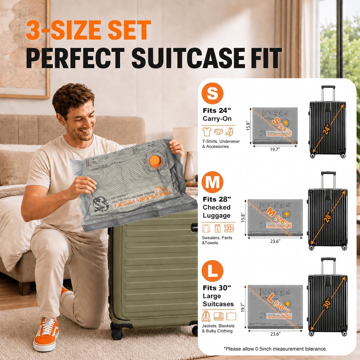 15 Pack Vacuum Storage Bags, 3 Sizes for Clothes Travel & Home Storage - Image 5