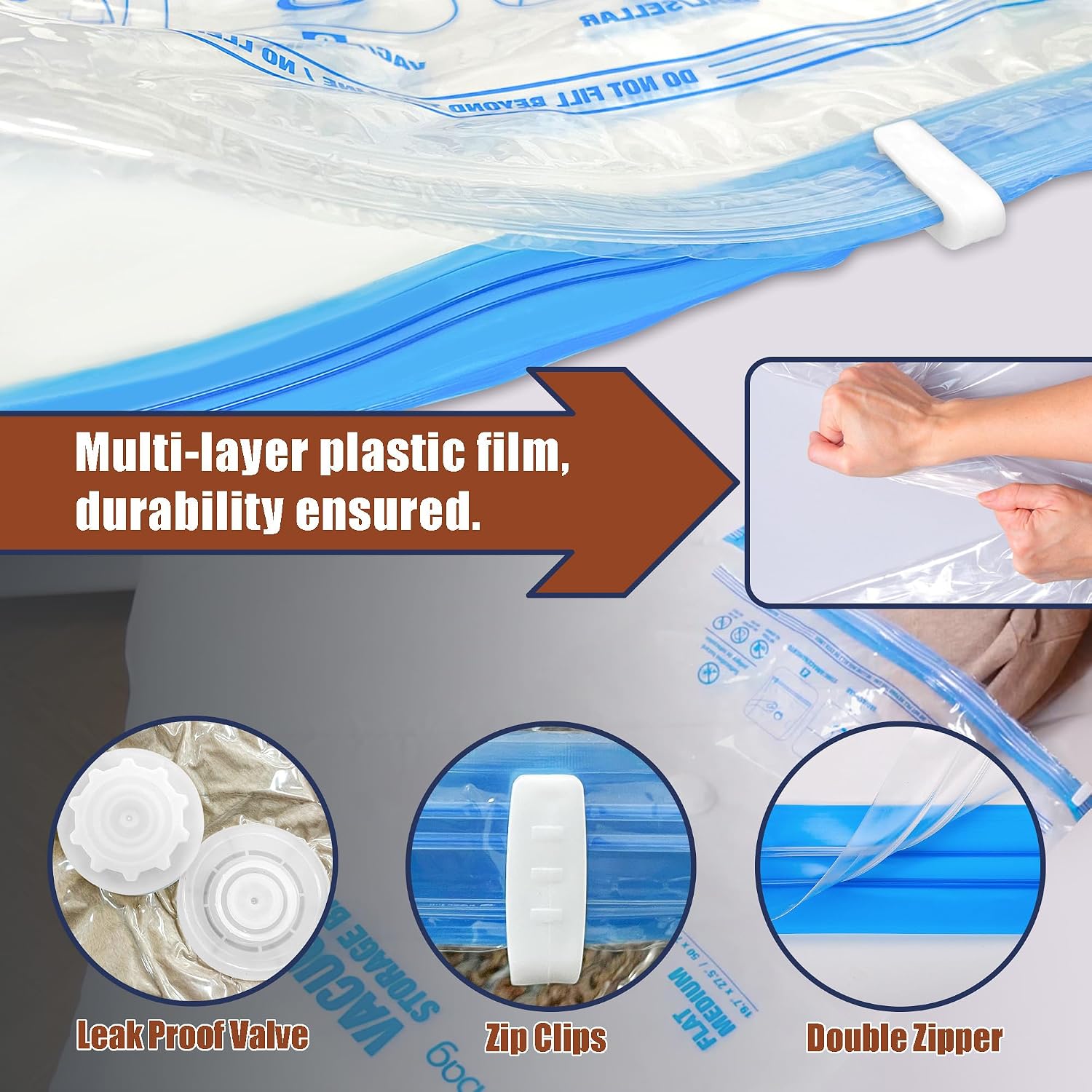 12 Jumbo Vacuum Storage Bags for Bedding, Vacuum Seal Bags for Clothing - Image 7